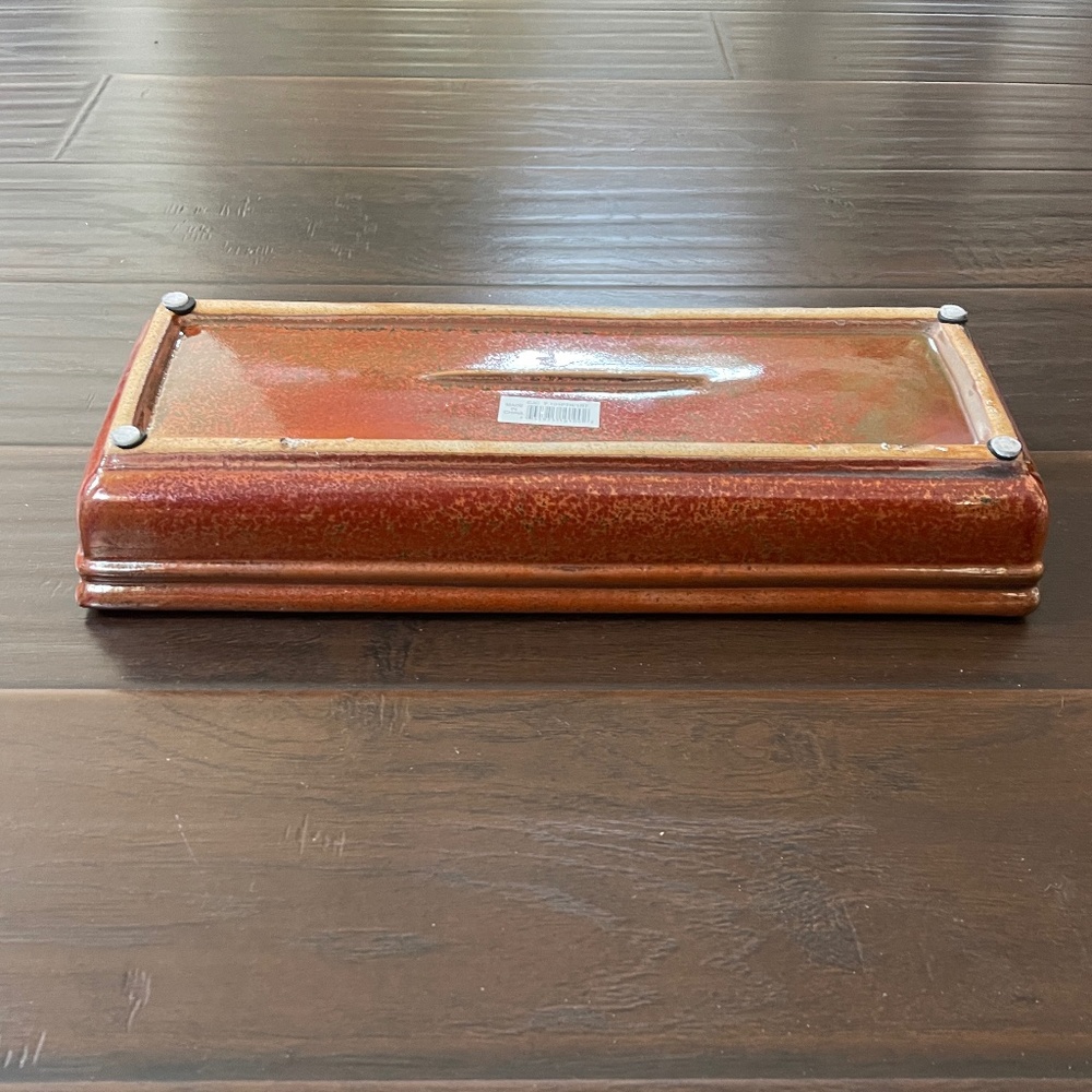 Large Burnt Orange Glazed Rectangle Bonsai Succulent Pot 15"L x 6"W x 2.75"H New - Picture 5 of 11